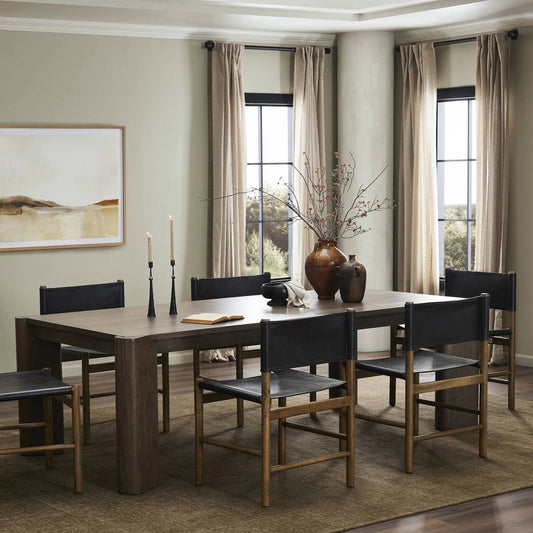 Soho Dining Table by Four Hands in aged natural oak veneer. Made from oak veneer, solid oak in a unique style.
