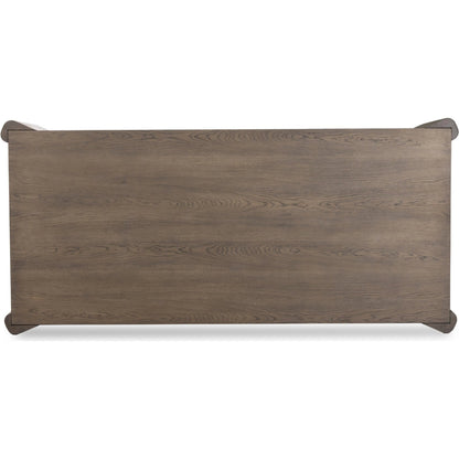 Soho Dining Table by Four Hands in aged natural oak veneer. Made from oak veneer, solid oak in a unique style.