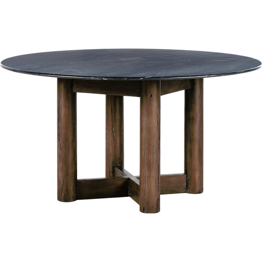 001 SI-2158420 | Primary Silo | Rohan Dining Table by Four Hands in black marble. Made from solid marble, solid mixed reclaimed wood, iron in a modern style.