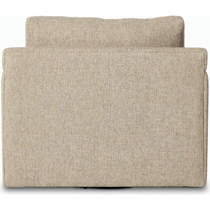 Hampton Swivel Chair by Four Hands in delta sand. Made from 97.42% olefin 2.58% polyester, pine plywood, 100% polyester in a modern style.