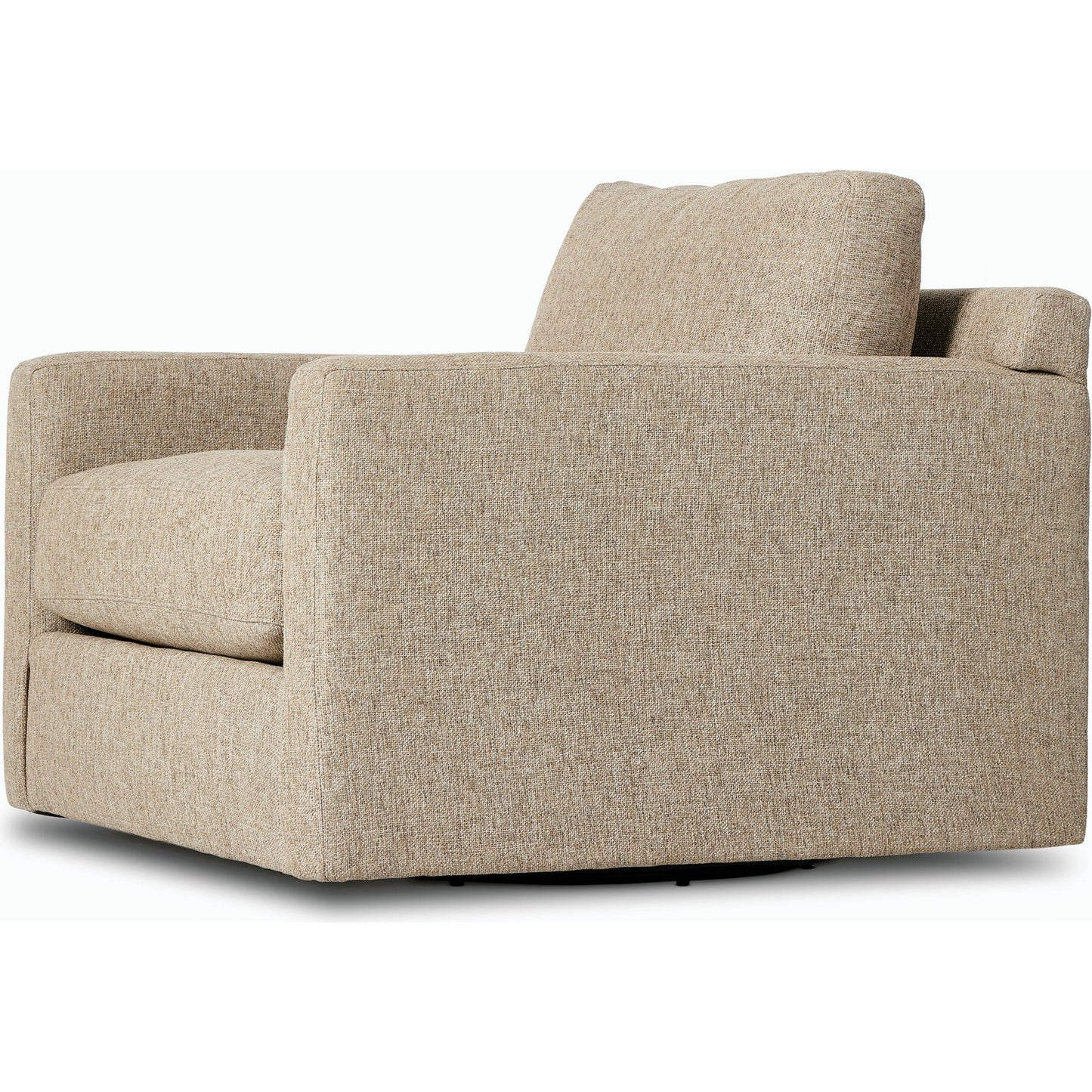 020 SI-2001432 | Closeup | Hampton Swivel Chair by Four Hands in delta sand. Made from 97.42% olefin 2.58% polyester, pine plywood, 100% polyester in a modern style.