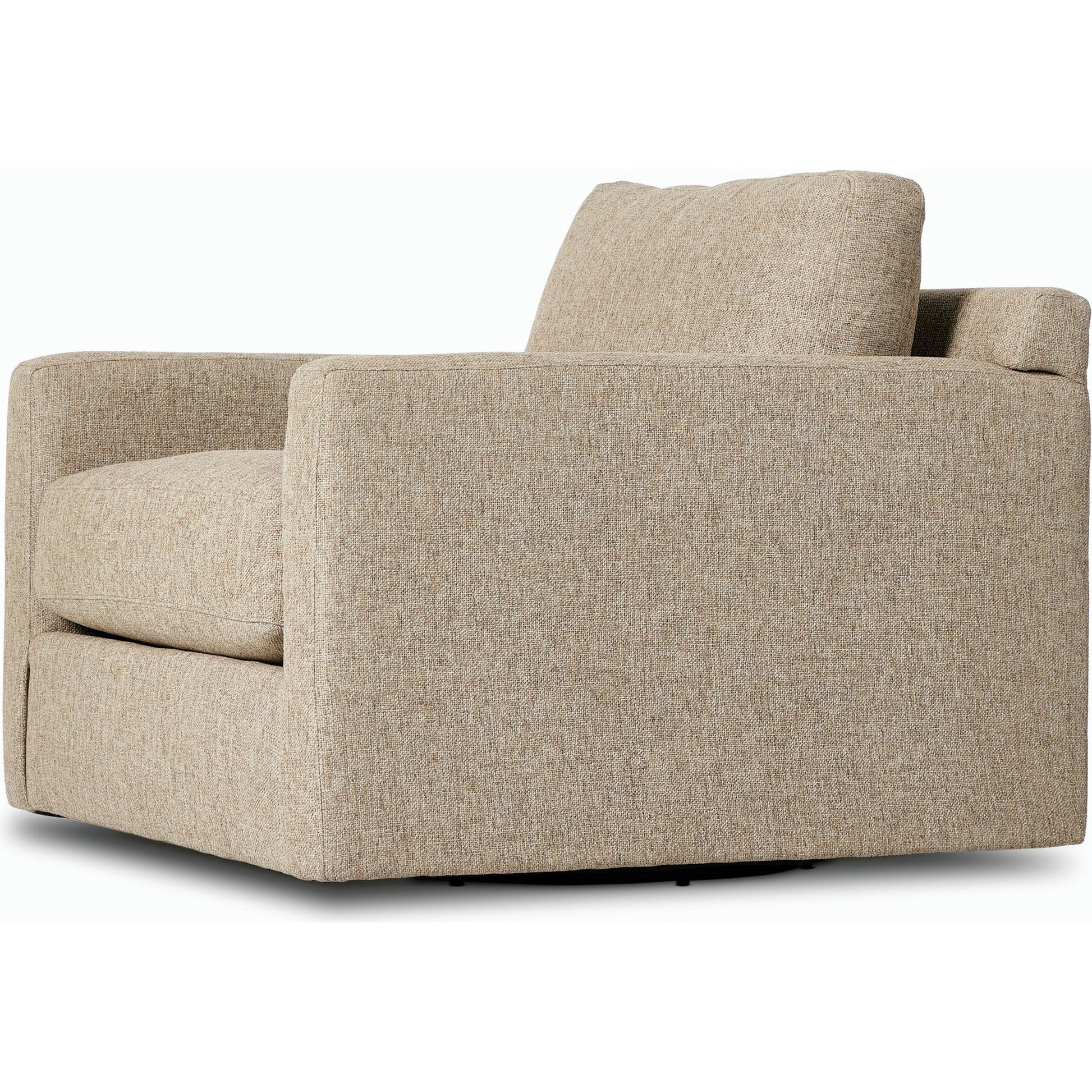 Hampton Swivel Chair by Four Hands in delta sand. Made from 97.42% olefin 2.58% polyester, pine plywood, 100% polyester in a modern style.