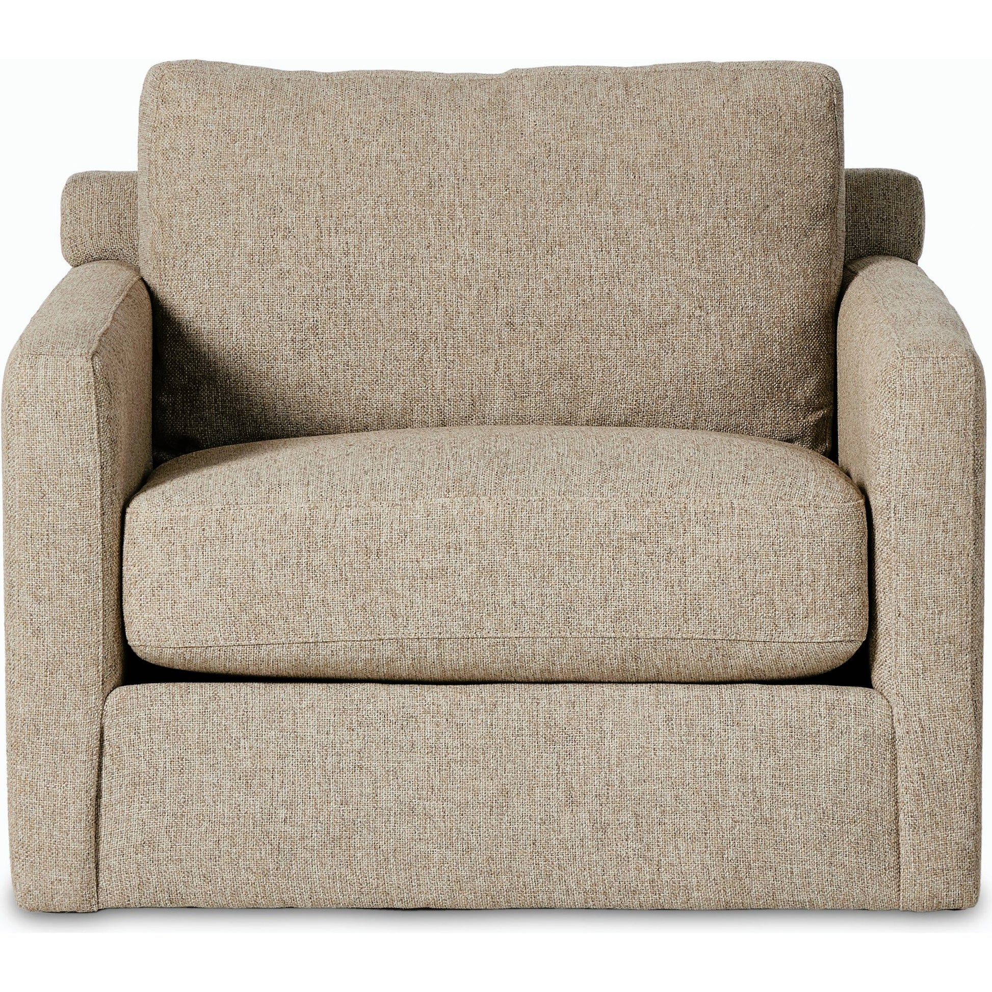 Hampton Swivel Chair by Four Hands in delta sand. Made from 97.42% olefin 2.58% polyester, pine plywood, 100% polyester in a modern style.