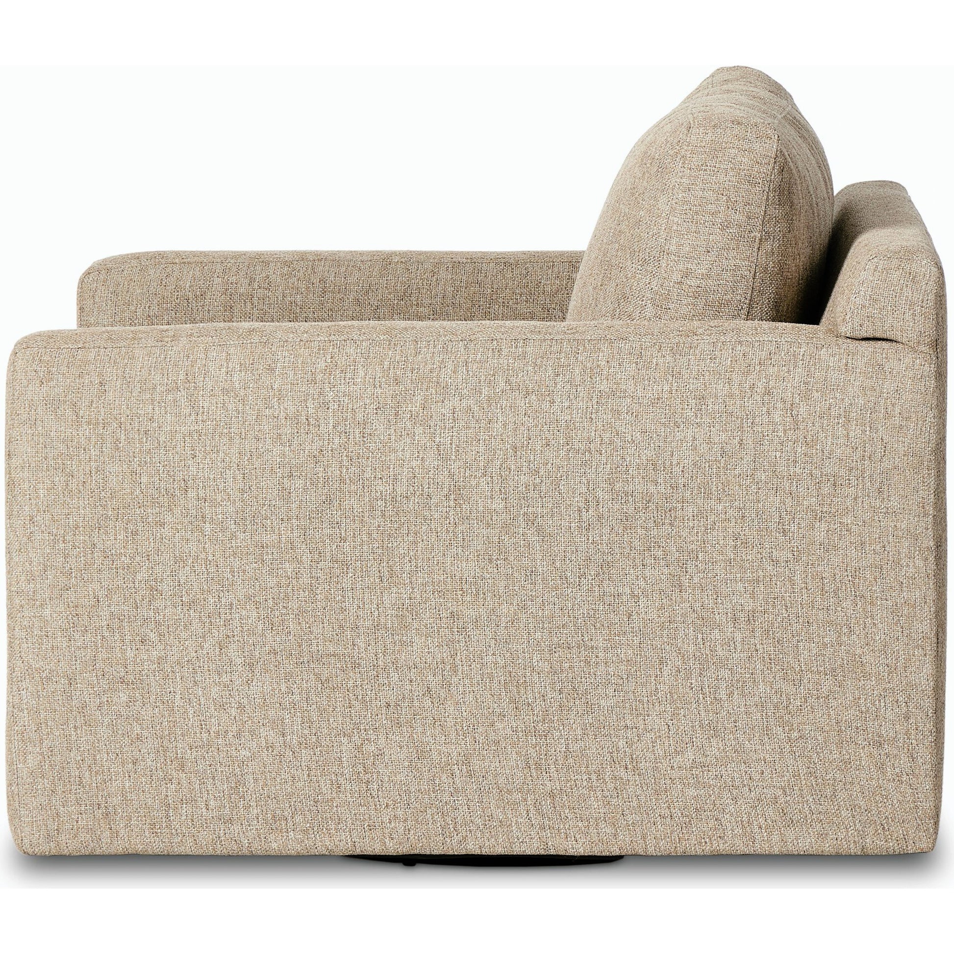 Hampton Swivel Chair by Four Hands in delta sand. Made from 97.42% olefin 2.58% polyester, pine plywood, 100% polyester in a modern style.