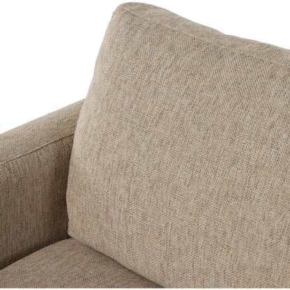 Hampton Swivel Chair by Four Hands in delta sand. Made from 97.42% olefin 2.58% polyester, pine plywood, 100% polyester in a modern style.