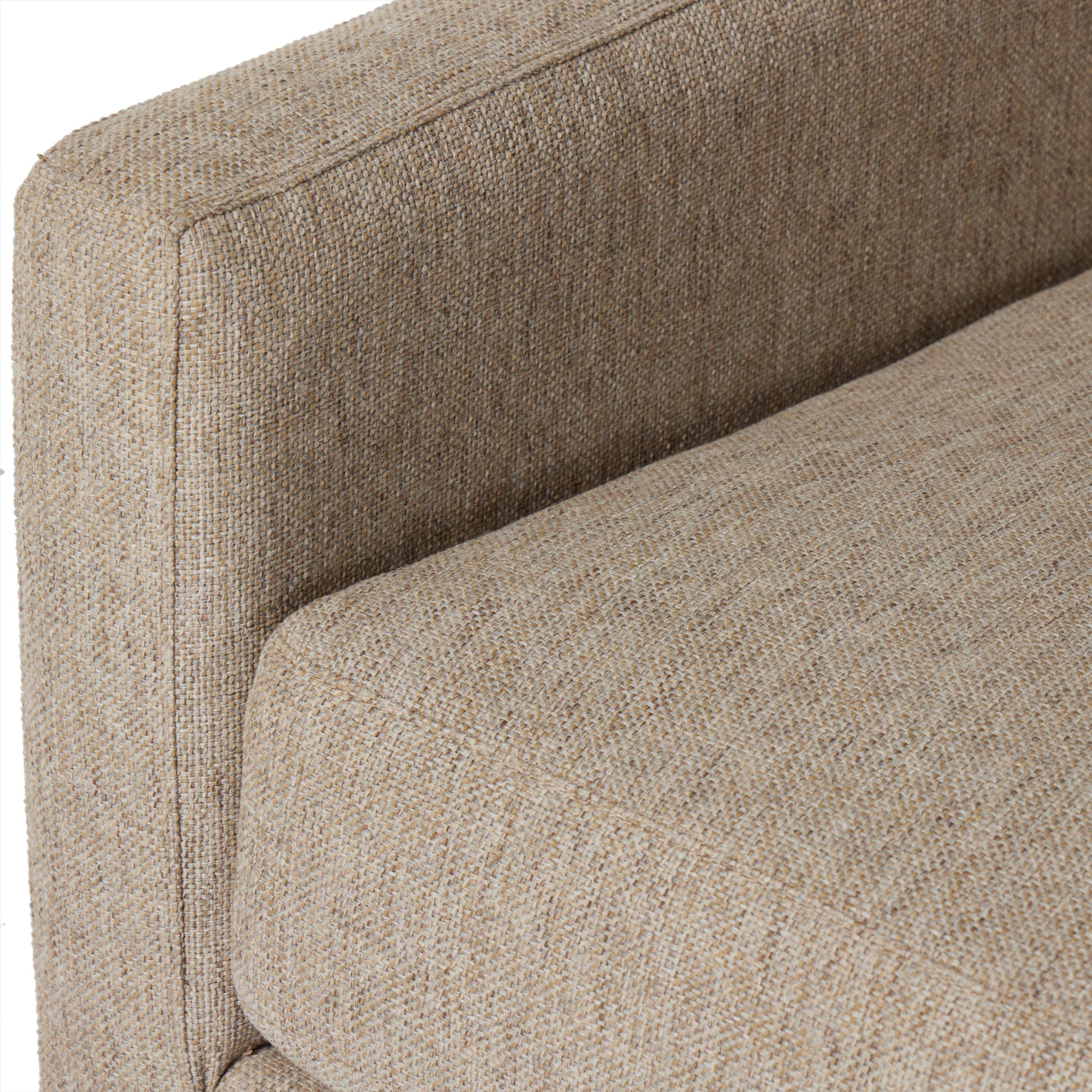Hampton Swivel Chair by Four Hands in delta sand. Made from 97.42% olefin 2.58% polyester, pine plywood, 100% polyester in a modern style.