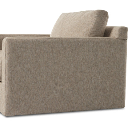 Hampton Swivel Chair by Four Hands in delta sand. Made from 97.42% olefin 2.58% polyester, pine plywood, 100% polyester in a modern style.