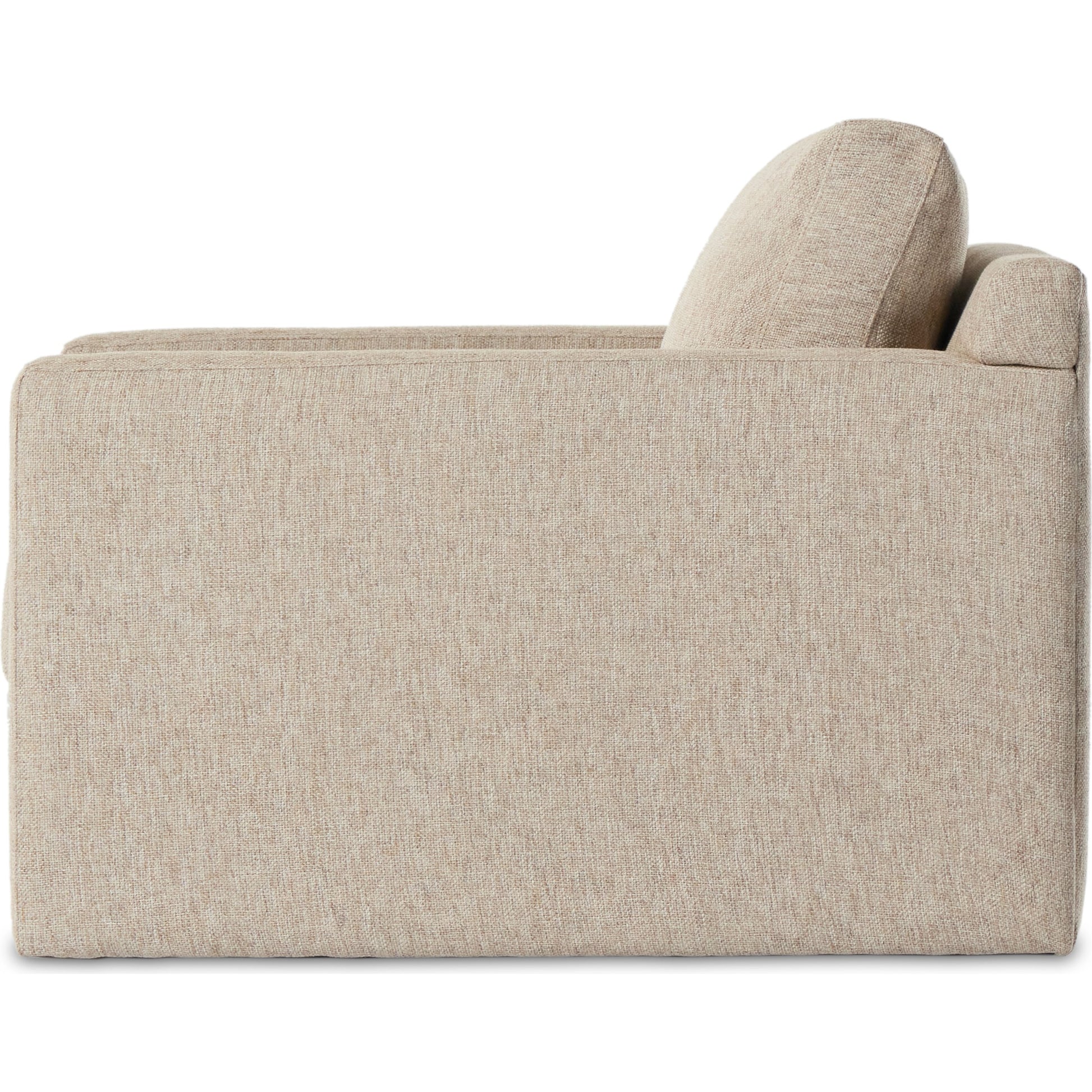 Hampton Swivel Chair by Four Hands in delta sand. Made from 97.42% olefin 2.58% polyester, pine plywood, 100% polyester in a modern style.