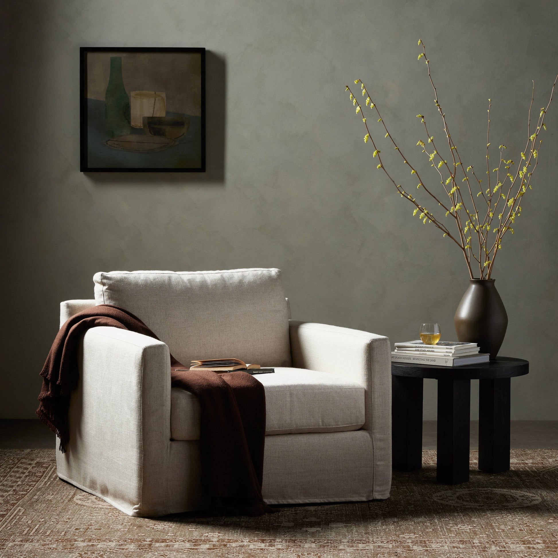 Hampton Slipcover Swivel Chair by Four Hands. Made from unique in a modern style.