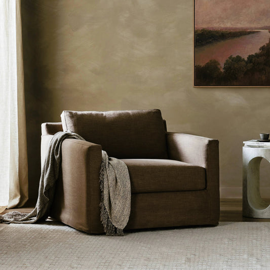 Hampton Slipcover Swivel Chair by Four Hands. Made from unique in a modern style.