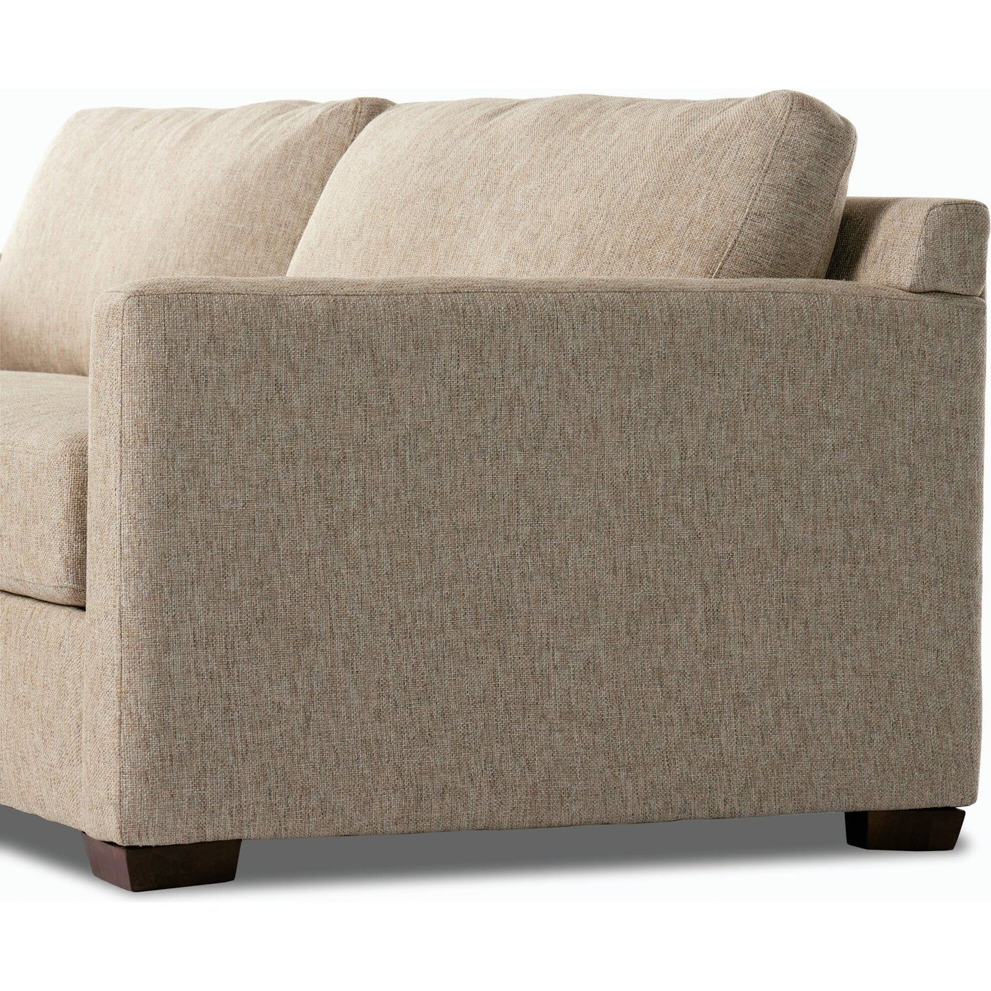031 SI-2001431 | Closeup | Hampton Sofa by Four Hands in delta sand. Made from 97.42% olefin 2.58% polyester, pine plywood, 100% polyester in a modern style.