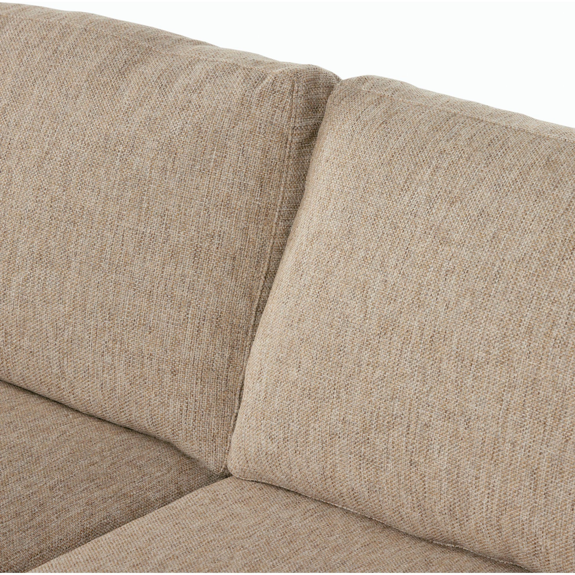 Hampton Sofa by Four Hands in delta sand. Made from 97.42% olefin 2.58% polyester, pine plywood, 100% polyester in a modern style.