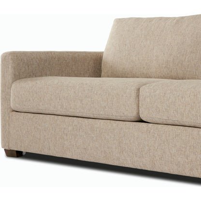 Hampton Sofa by Four Hands in delta sand. Made from 97.42% olefin 2.58% polyester, pine plywood, 100% polyester in a modern style.