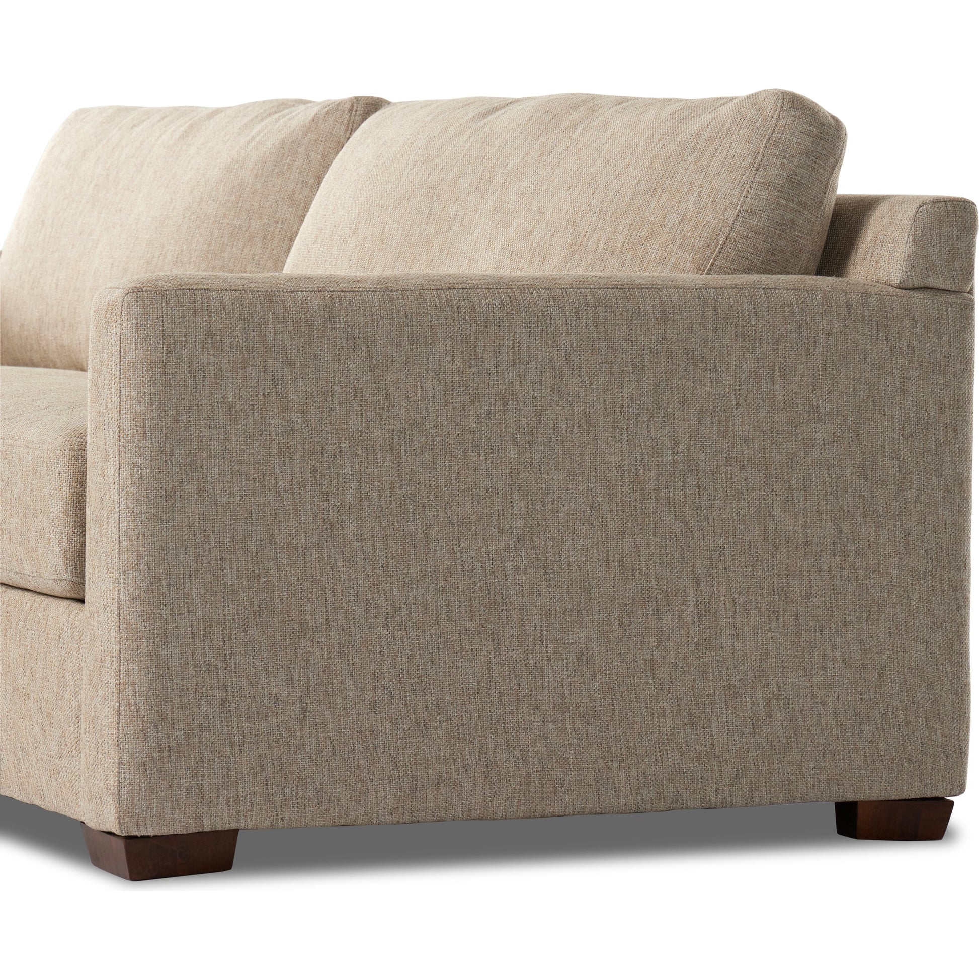 Hampton Sofa by Four Hands in delta sand. Made from 97.42% olefin 2.58% polyester, pine plywood, 100% polyester in a modern style.