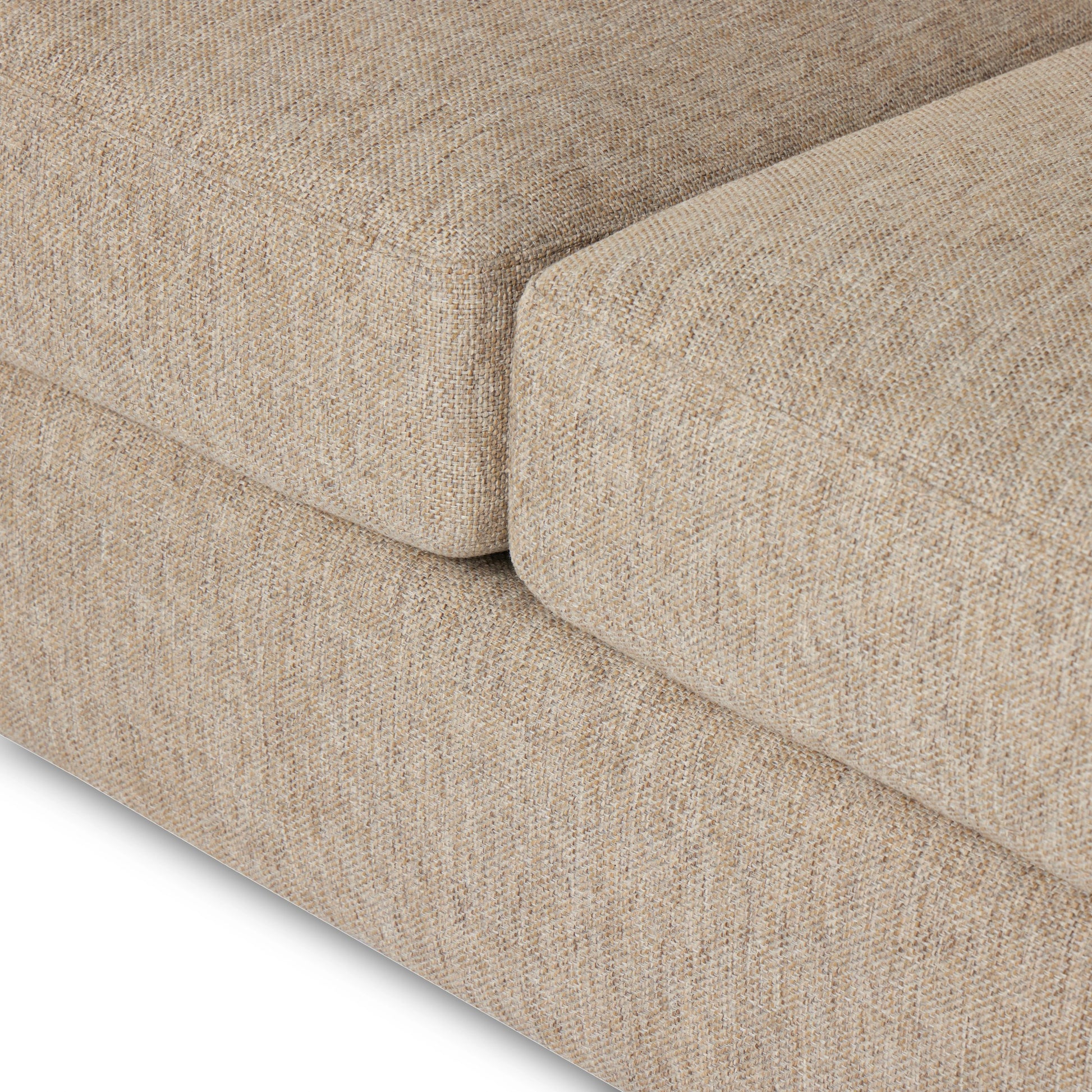 Hampton Sofa by Four Hands in delta sand. Made from 97.42% olefin 2.58% polyester, pine plywood, 100% polyester in a modern style.