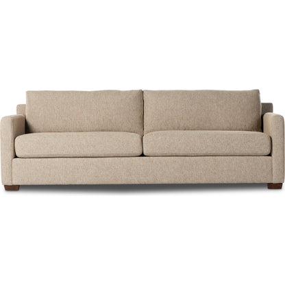 Hampton Sofa by Four Hands in delta sand. Made from 97.42% olefin 2.58% polyester, pine plywood, 100% polyester in a modern style.