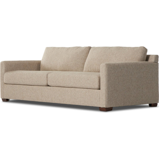Hampton Sofa by Four Hands in delta sand. Made from 97.42% olefin 2.58% polyester, pine plywood, 100% polyester in a modern style.