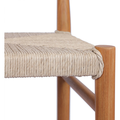 Lomas Bar Stool by Four Hands in vintage white and natural teak. Made from solid teak, 100% polyethylene in a modern style.