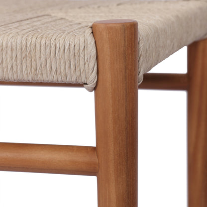 Lomas Bar Stool by Four Hands in vintage white and natural teak. Made from solid teak, 100% polyethylene in a modern style.