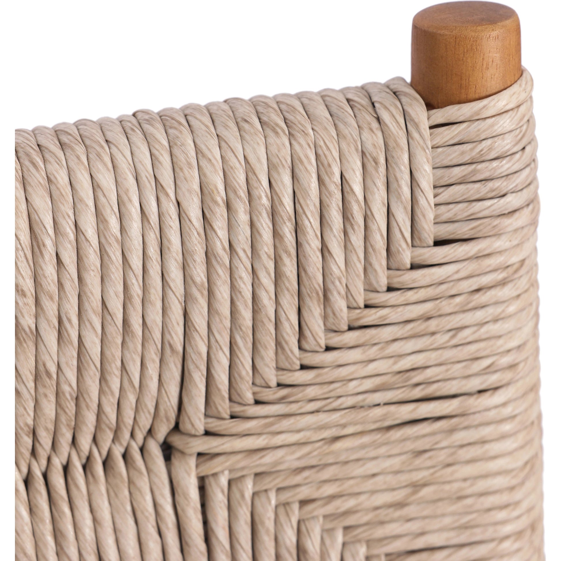 Lomas Bar Stool by Four Hands in vintage white and natural teak. Made from solid teak, 100% polyethylene in a modern style.