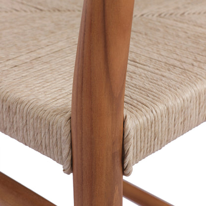 Lomas Bar Stool by Four Hands in vintage white and natural teak. Made from solid teak, 100% polyethylene in a modern style.