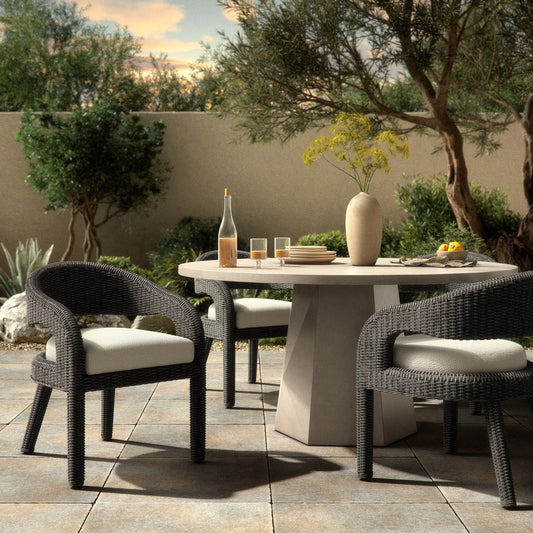 Hawkins Outdoor Dining Chair by Four Hands. Made from 100% olefin, aluminum, 100% polyethylene in a modern style.