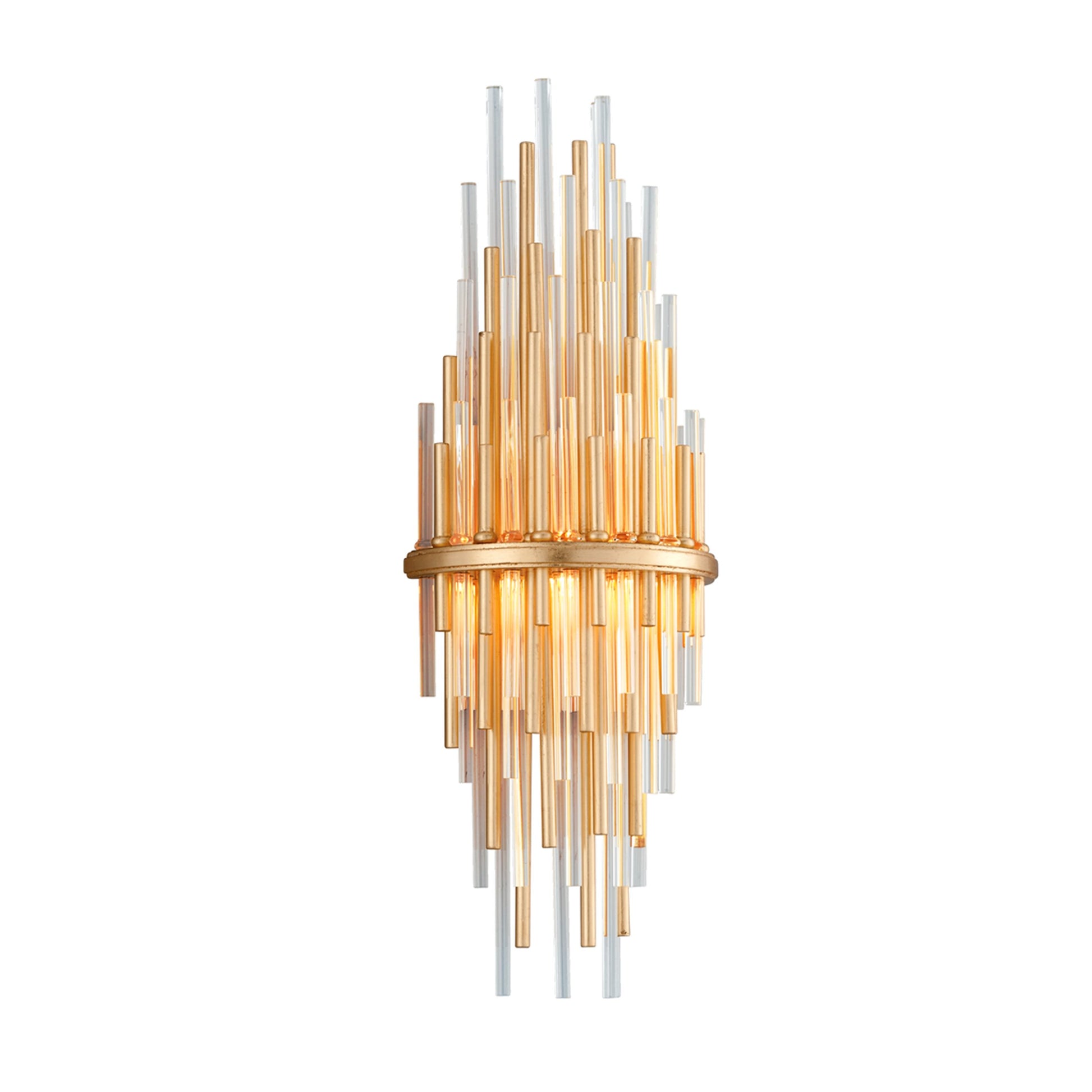 Theory Wall Sconce by Corbett in gold leaf, silver leaf. Made from unique in a modern style.