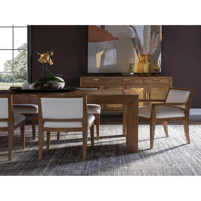 Barnaby Upholstered Side Chair by Artistica Home in white, ivory and champagne bronze. Made from white oak, fabric in a unique style.