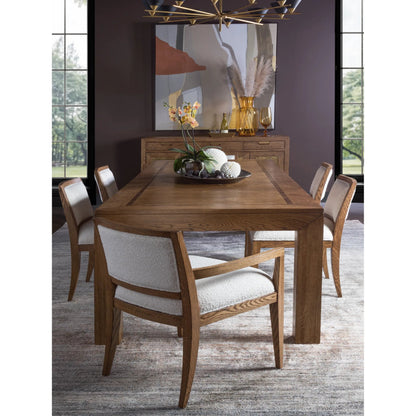 Barnaby Upholstered Arm Chair by Artistica Home in white, ivory and champagne bronze. Made from white oak, fabric in a unique style.