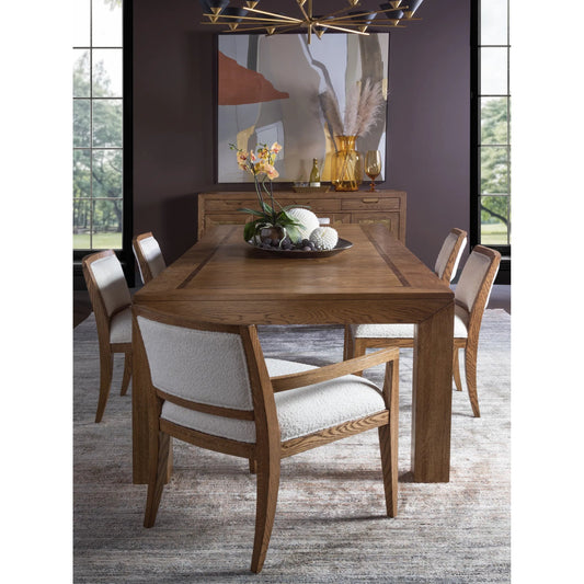 Barnaby Rectangular Dining Table by Artistica Home in champagne bronze. Made from white oak in a unique style.