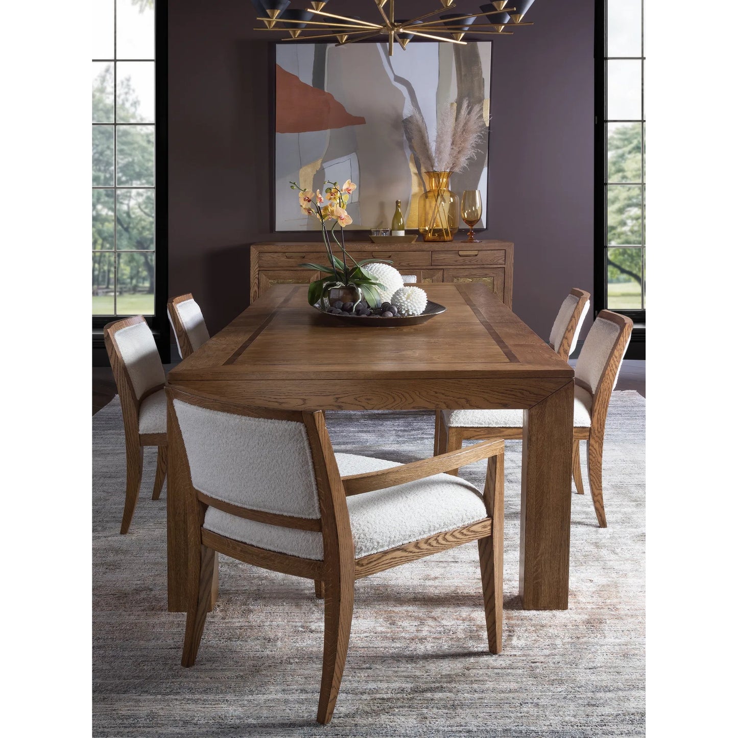 000 SI-2540396 | Lifestyle | Barnaby Upholstered Side Chair by Artistica Home in white, ivory and champagne bronze. Made from white oak, fabric in a unique style.