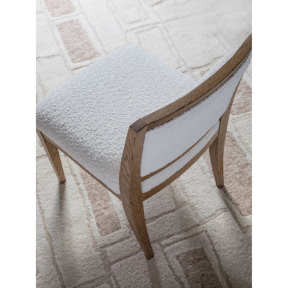 Barnaby Upholstered Side Chair by Artistica Home in white, ivory and champagne bronze. Made from white oak, fabric in a unique style.
