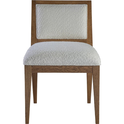Barnaby Upholstered Side Chair by Artistica Home in white, ivory and champagne bronze. Made from white oak, fabric in a unique style.