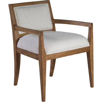 Barnaby Upholstered Arm Chair by Artistica Home in white, ivory and champagne bronze. Made from white oak, fabric in a unique style.