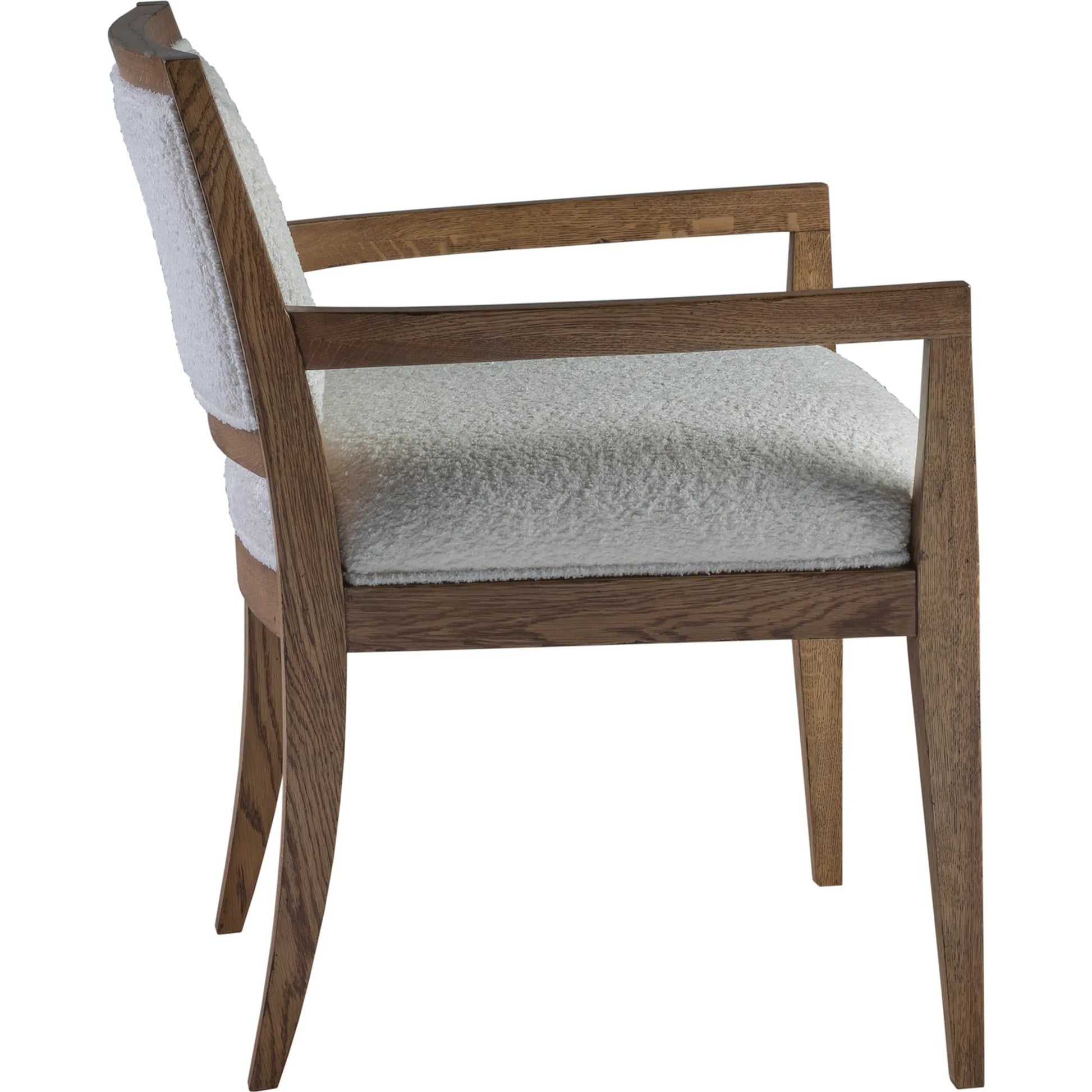 Barnaby Upholstered Arm Chair by Artistica Home in white, ivory and champagne bronze. Made from white oak, fabric in a unique style.