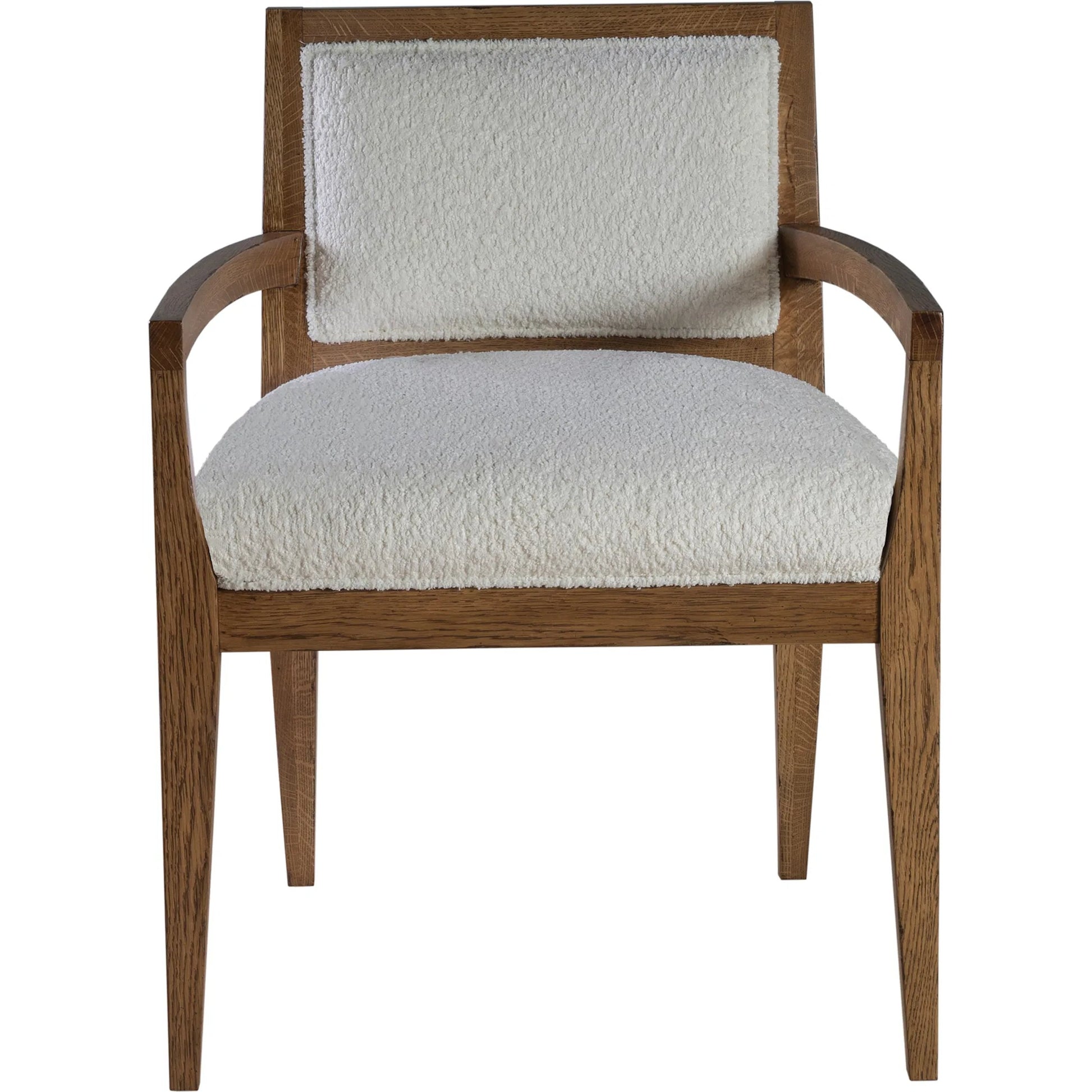 Barnaby Upholstered Arm Chair by Artistica Home in white, ivory and champagne bronze. Made from white oak, fabric in a unique style.