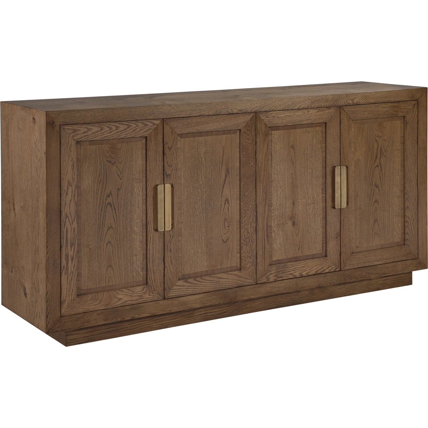 001 SI-2540398 | Primary Silo | Barnaby Media Console by Artistica Home in champagne bronze. Made from white oak in a unique style.