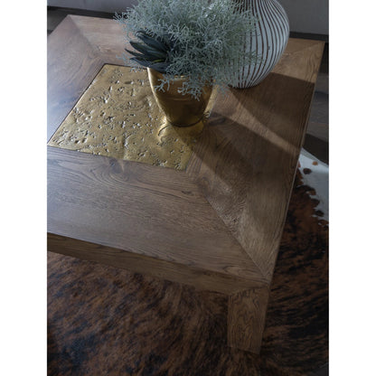 Barnaby Square Cocktail Table by Artistica Home in champagne bronze. Made from white oak in a unique style.