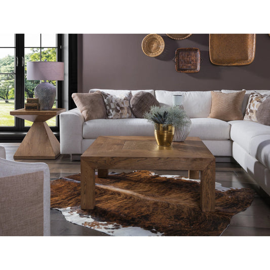 Barnaby Square Cocktail Table by Artistica Home in champagne bronze. Made from white oak in a unique style.