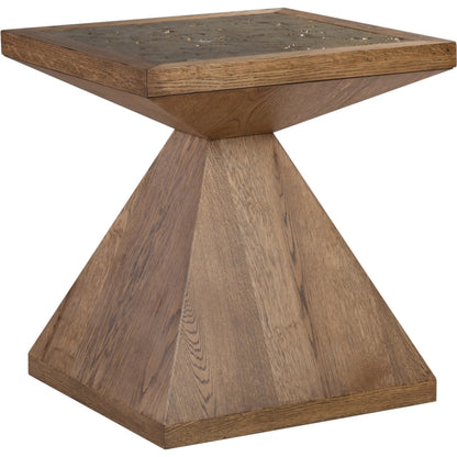 Barnaby Square End Table by Artistica Home in champagne bronze. Made from white oak in a unique style.