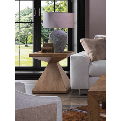 Barnaby Square End Table by Artistica Home in champagne bronze. Made from white oak in a unique style.