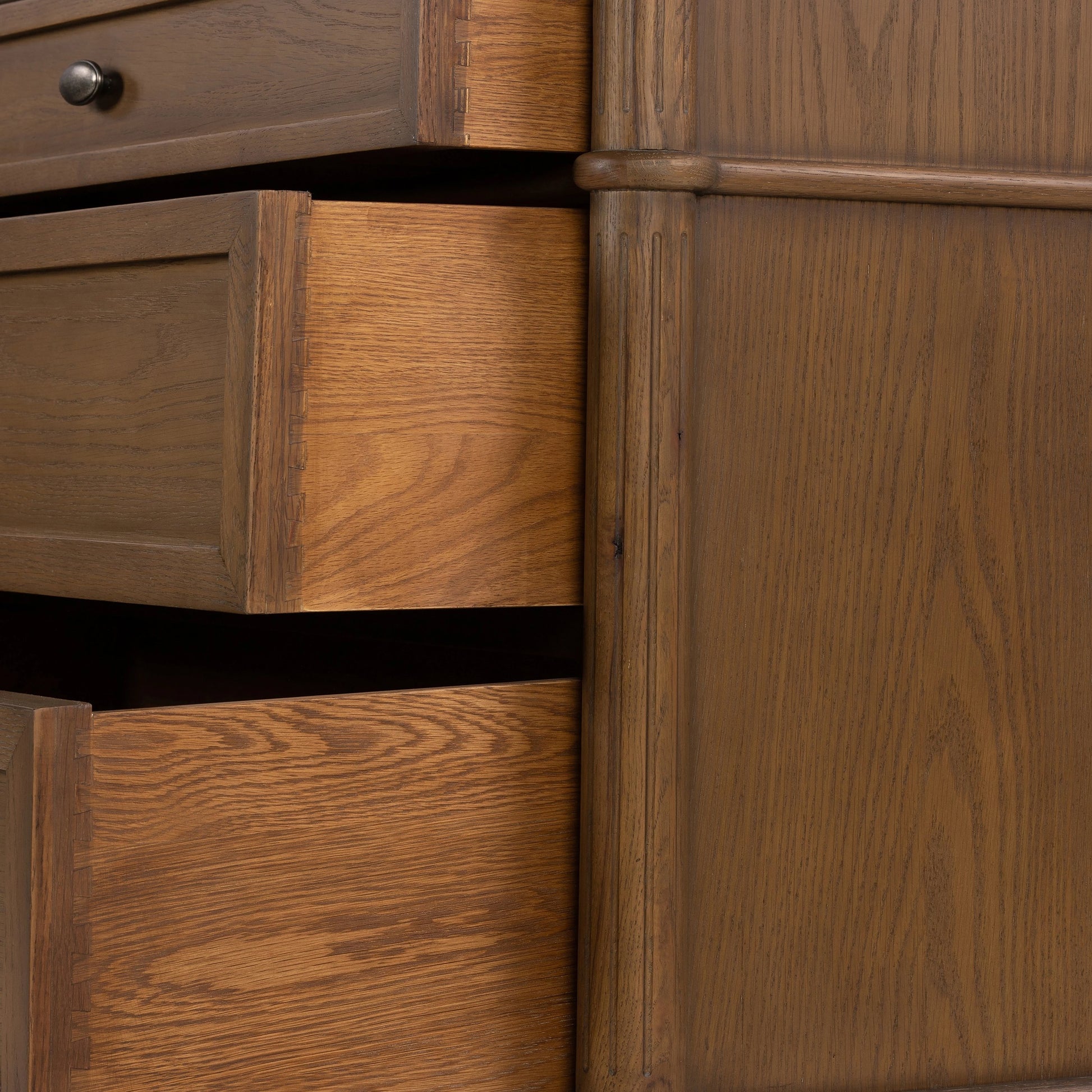 Toulouse 6 Drawer Dresser by Four Hands in toasted oak. Made from solid oak, oak veneer, zinc alloy in a modern style.