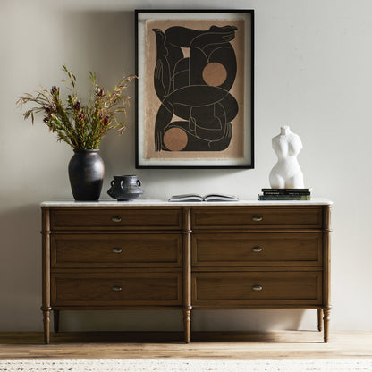 Toulouse 6 Drawer Dresser by Four Hands in toasted oak. Made from solid oak, oak veneer, zinc alloy in a modern style.