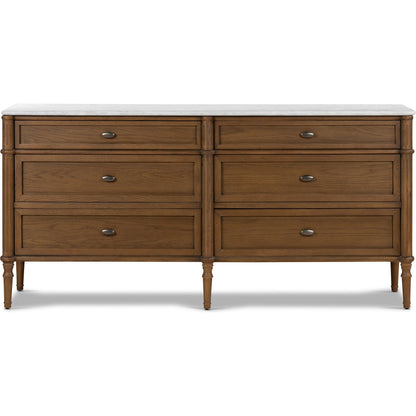 Toulouse 6 Drawer Dresser by Four Hands in toasted oak. Made from solid oak, oak veneer, zinc alloy in a modern style.