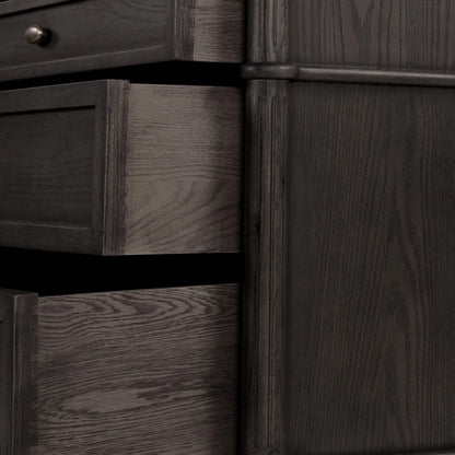 Toulouse 6 Drawer Dresser by Four Hands in toasted oak. Made from solid oak, oak veneer, zinc alloy in a modern style.