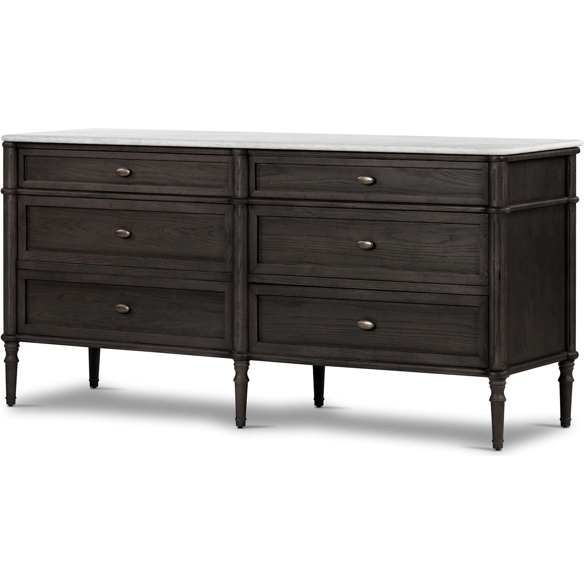 Toulouse 6 Drawer Dresser by Four Hands in toasted oak. Made from solid oak, oak veneer, zinc alloy in a modern style.