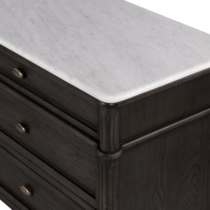 Toulouse 6 Drawer Dresser by Four Hands in toasted oak. Made from solid oak, oak veneer, zinc alloy in a modern style.