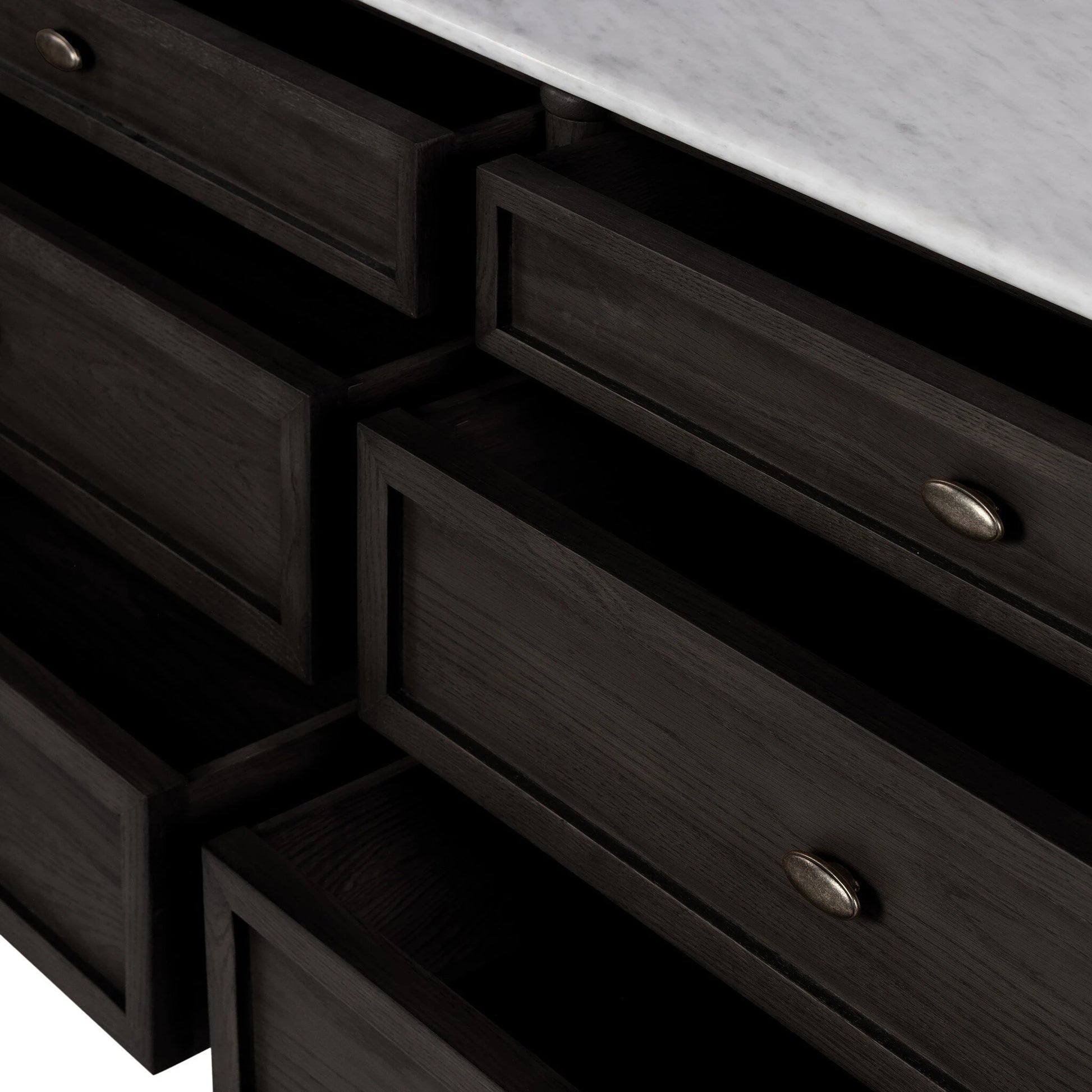 Toulouse 6 Drawer Dresser by Four Hands in toasted oak. Made from solid oak, oak veneer, zinc alloy in a modern style.