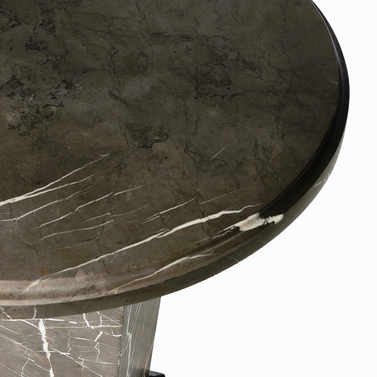 027 SI-2530734 | Closeup | Eslo End Table by Four Hands in grey italian marble. Made from solid marble in a modern style.