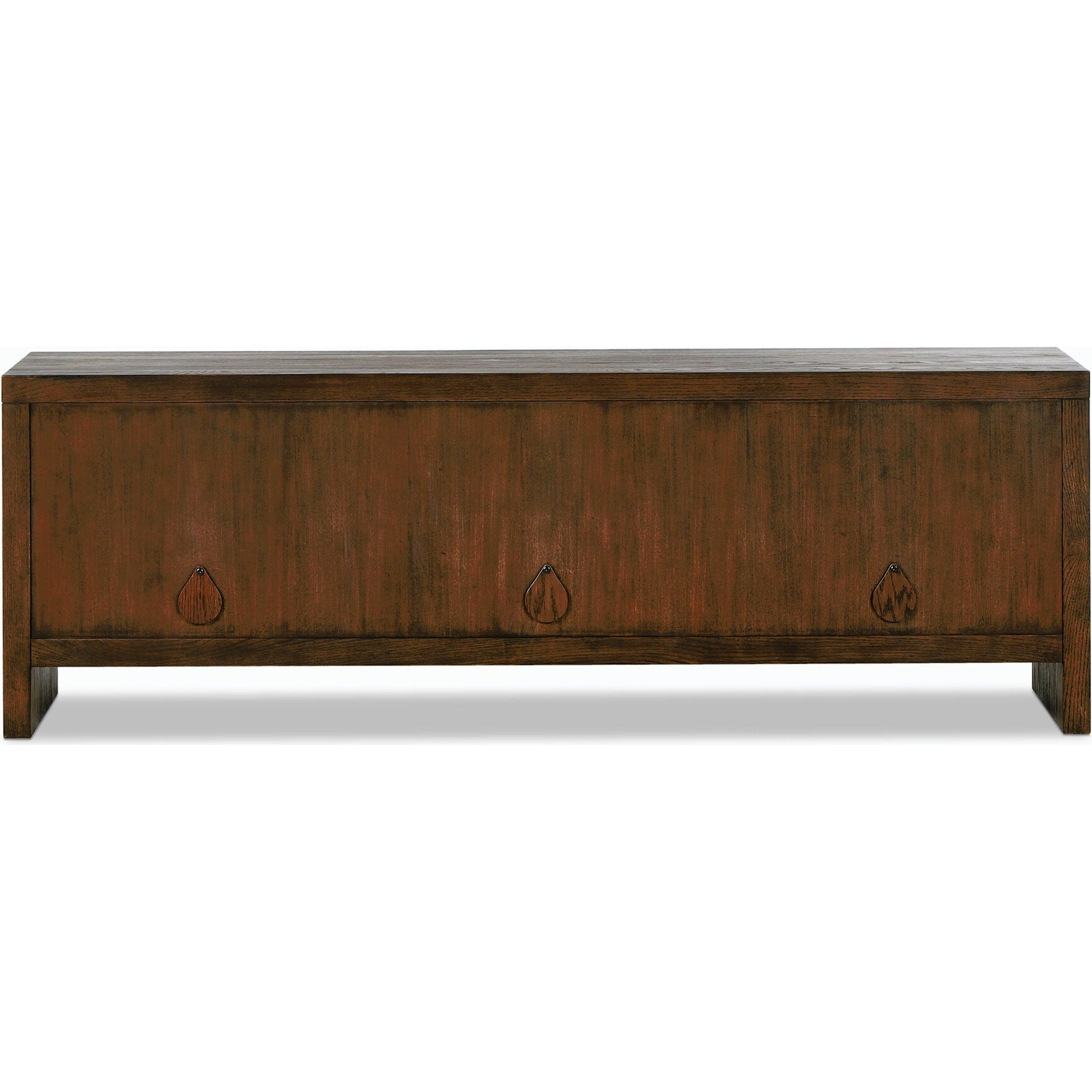 Torrington Media Console by Four Hands in umber oak, umber oak veneer and umber oak. Made from resawn oak, oak veneer in a modern style.